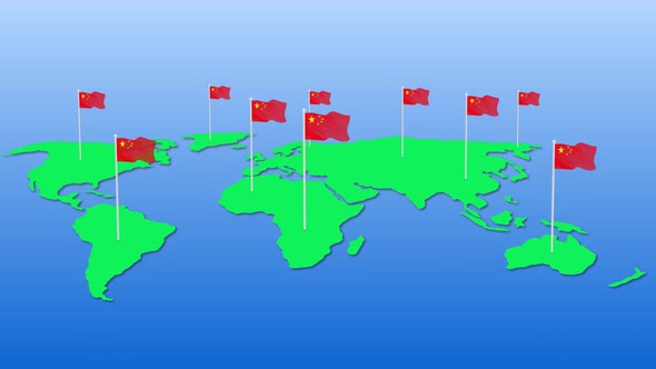 Flag Of China Around The World Flying Wave Animation alt