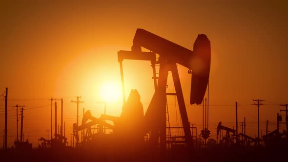 Oil Wells At Sunrise