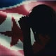 Female Grieving. North Korean Flag Background - VideoHive Item for Sale