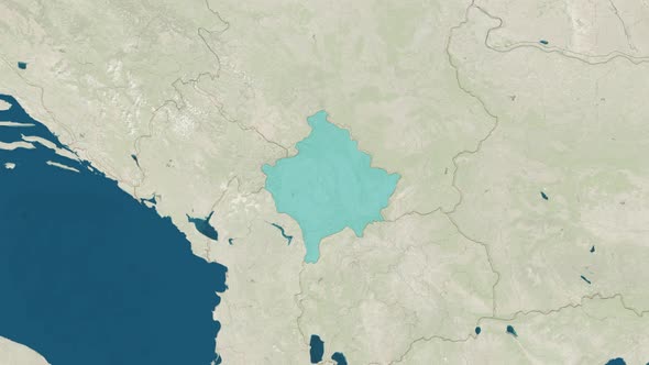 Zoom in to the Map of Kosovo with Text Textless and with Flag