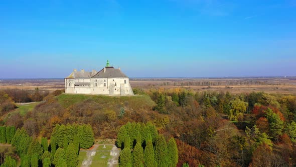 Aerial View of Haunted Castle of Olesko, Ukraine