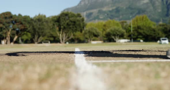 Batsman running on the pitch during cricket match