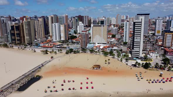 Tropical beach scenery of Fortaleza. Northeast Brazil. Ceara state.