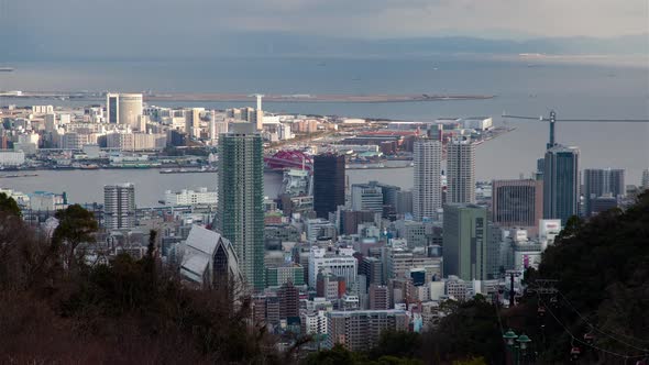 Kobe City Coastal Area From Mount Top Timelapse