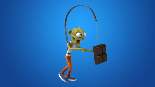 Fun 3D cartoon Zombie after chocolate alt
