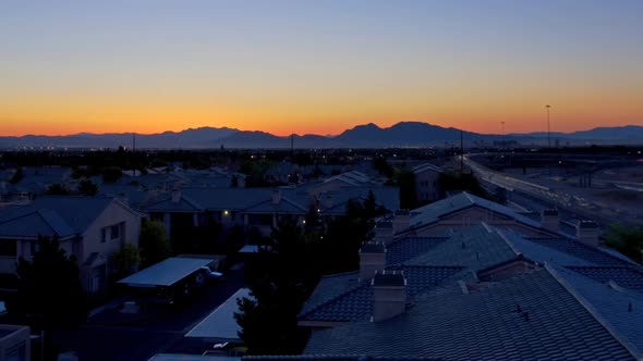 Time-lapse shot of Las Vegas sunrise with lens flare