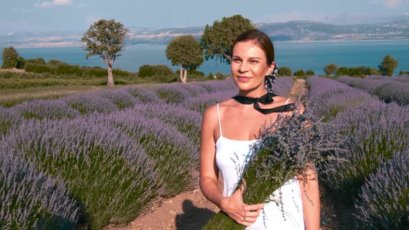 Traveler Woman in Lavender Field