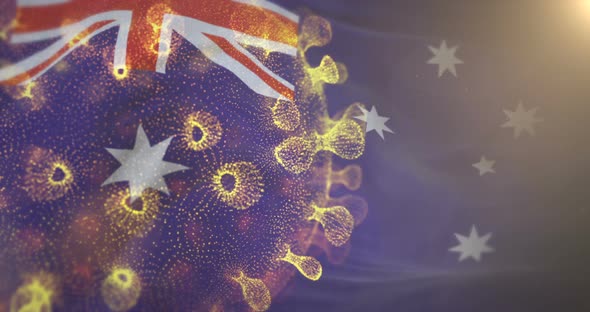 Australia Flag With Corona Virus Bacteria 4K