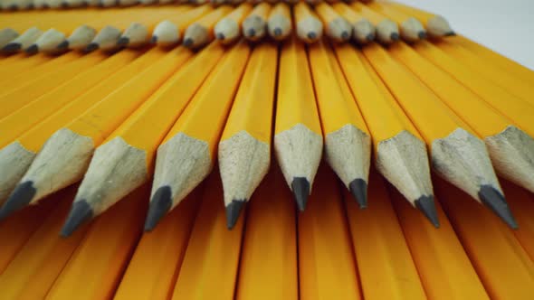 Many Yellow Pencils Lie in Rows