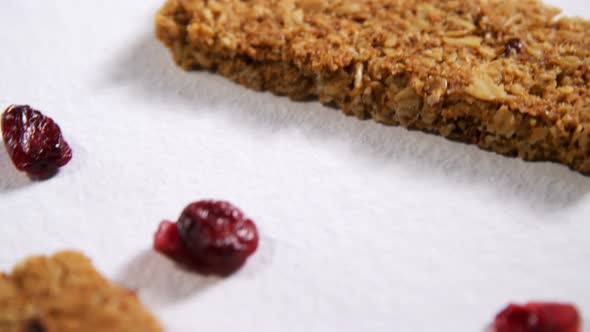 Granola bars on white background 4k