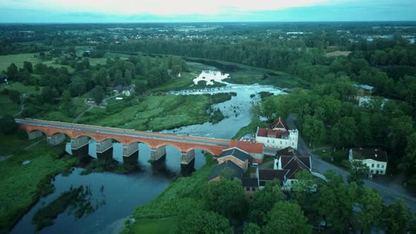  Widest Waterfall in Europe in Latvia Kuldiga and Brick Bridge Across the River Venta 