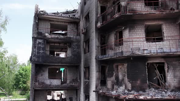 Borodyanka Ukraine  a Destroyed Building During the War Bucha District