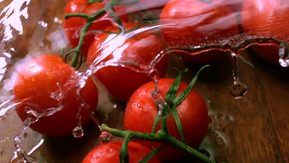 Extreme close-up tomatoes , Slow Motion