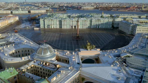 top view on building of the hermitage, the spring