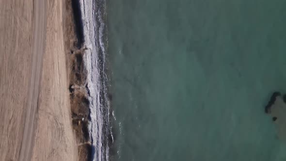 Cyprus beach at daytime. Mediterranean Sea. Beautiful views of the coast. Larnaca District.