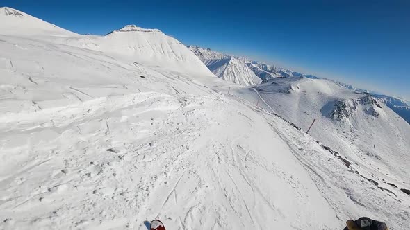 Skier Riding on Slope Alone