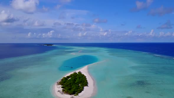 Aerial drone abstract of exotic coastline beach by blue sea and sand background