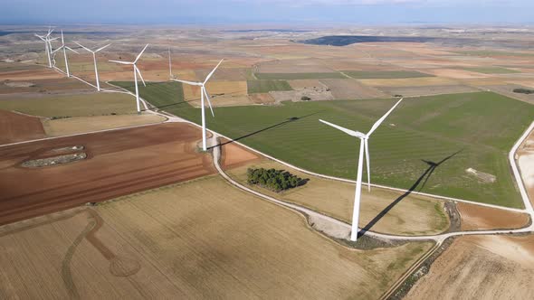 Aerial View of Windmills Farm for Energy Production