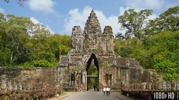 Bayon Temple Entrance Angkor Thom Gate in Siem Reap, Cambodia