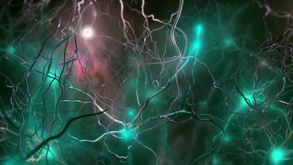 Synapse and Neurons sending electrical signals and chemical signaling