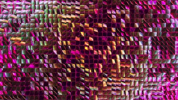 Abstract Background of Reflective Holographic Cubes Creating a Wave Surface