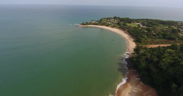 Aerial view of the coastline of Mermaids Bay in San Pedro Ivory Coast in Southwest Africa