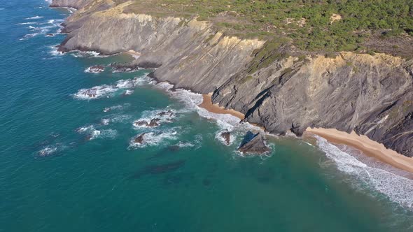 Aerial View of the Portuguese Mountain Coastline Vicentina