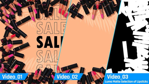 Lipstick Pink & Red Shades Coming From Edges with Peach Gold & Black Color, Cosmetics Sale Offer