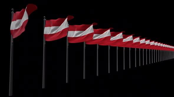 Row Of  Austria Flags With Alpha 2K