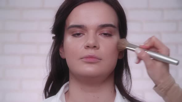 Footage of a Woman in a Process of Applying a Makeup