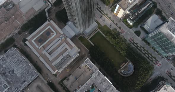 Birds eye view of The Williams tower and surrounding area in the Galleria mall area in Houston, Texa