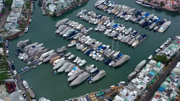 Top view of Hong Kong yacht club in Sai Kung