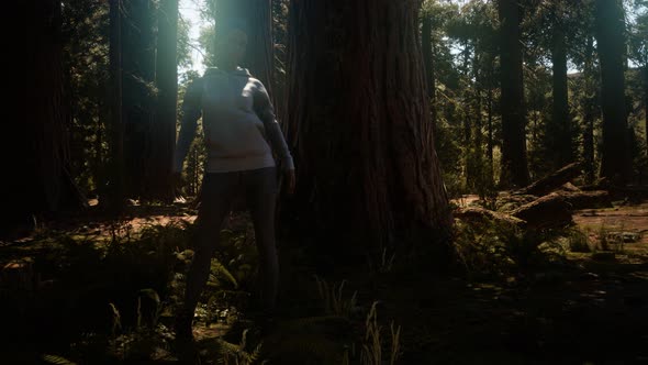 Woman in Yosimite National Park Near Sequoia