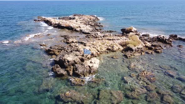 Aerial Video View From Drone on Underwater Reefs and Coastal Rocks in Mediterranean Sea Near Beaches