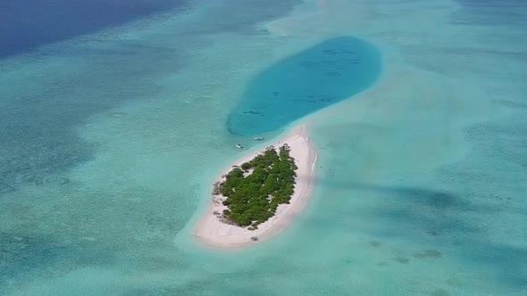 Drone aerial sky of coastline beach by blue ocean and sand background