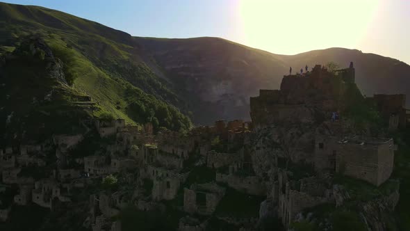 Medieval Stone Ruins of the Ancient Village on the Top of the Mountain