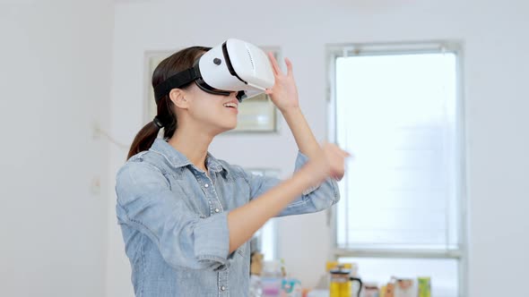 Woman watching with virtual reality device