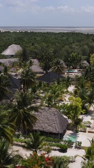 Zanzibar Tanzania  Aerial View of Houses Near the Coast Vertical Video