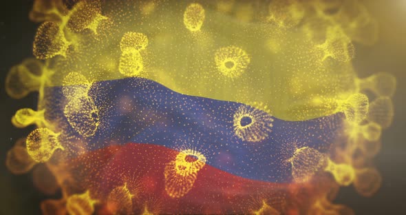 Colombia Flag With Coronavirus Microbe Centered 4K alt
