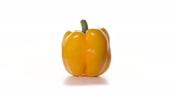 Beautiful Footage of Yellow Pepper on White Background