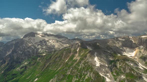 Aerial Shot of One of the Most Famous Mountains of the Caucasus - Fisht Mountain Under the Clouds of