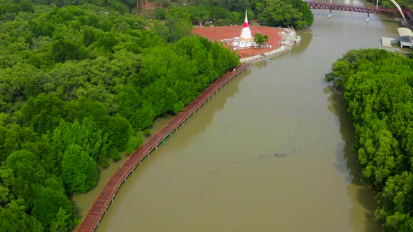 Phra Chedi Klang Nam Phra Samut Chedi Pak Nam in Rayong Thailand