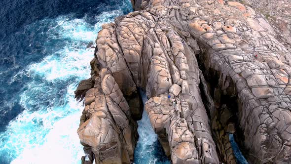 Aerial drone shot of a place known as paper cliffs, in the area of Morás, Xove, Lugo, Galicia, Spain
