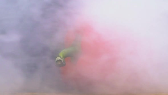 Sweet Red Bell Pepper or Capsicum Blown By Smoke or Steam From the Side in Slowmo