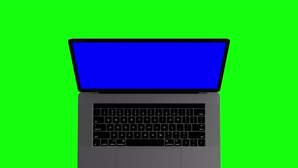 Laptop (Notebook) Turning On With Blue Screen On A Green Background