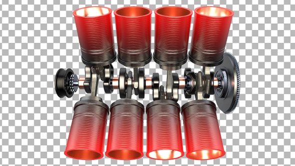 Engine Pistons V8 animation