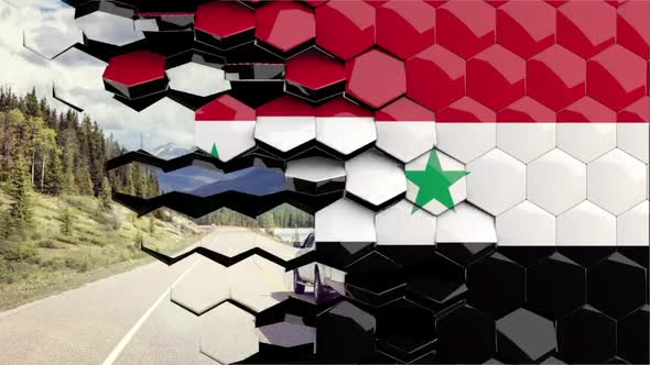 Syria Flag Hexagon Transition - 4K Resolution
