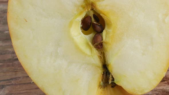 cut half an Apple close up