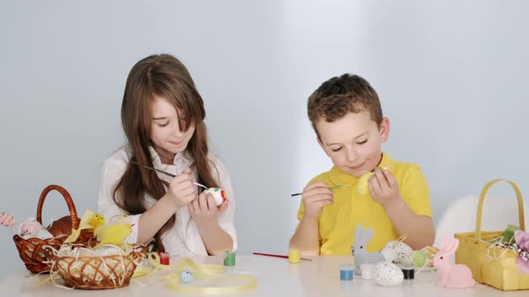 Funny Children Getting Ready for Easter Holiday