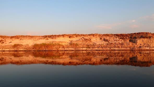 A boat cruise along the Namibia side of the Zambezi river in summer in the Caprivi Strip/Zambezi Reg